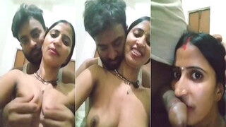 Desi Vlg Wife Boobs Pressing And Blowjob | Desi Viral MMS